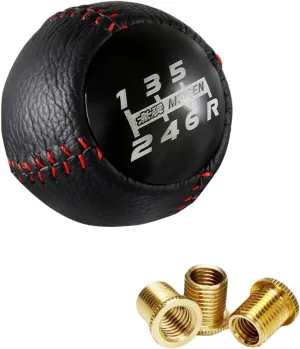 JDM Mugen Racing Round Ball Shift Knob Gear Shifter Knobs 5 6 Speed Universal Shifter for Most Manual/Automatic Car with 3 Adapters (Black - 6 Speed)