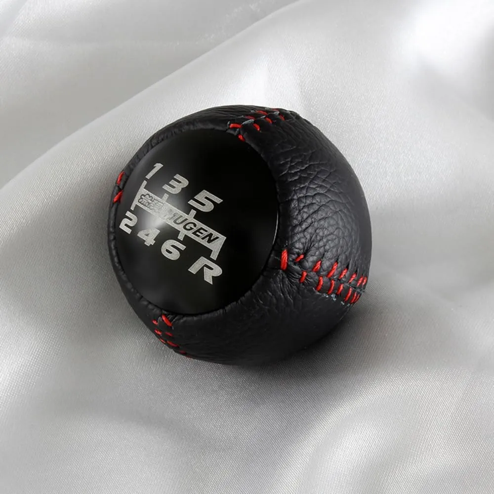 JDM Mugen Racing Round Ball Shift Knob Gear Shifter Knobs 5 6 Speed Universal Shifter for Most Manual/Automatic Car with 3 Adapters (Black - 6 Speed)
