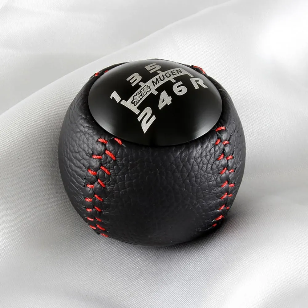JDM Mugen Racing Round Ball Shift Knob Gear Shifter Knobs 5 6 Speed Universal Shifter for Most Manual/Automatic Car with 3 Adapters (Black - 6 Speed)