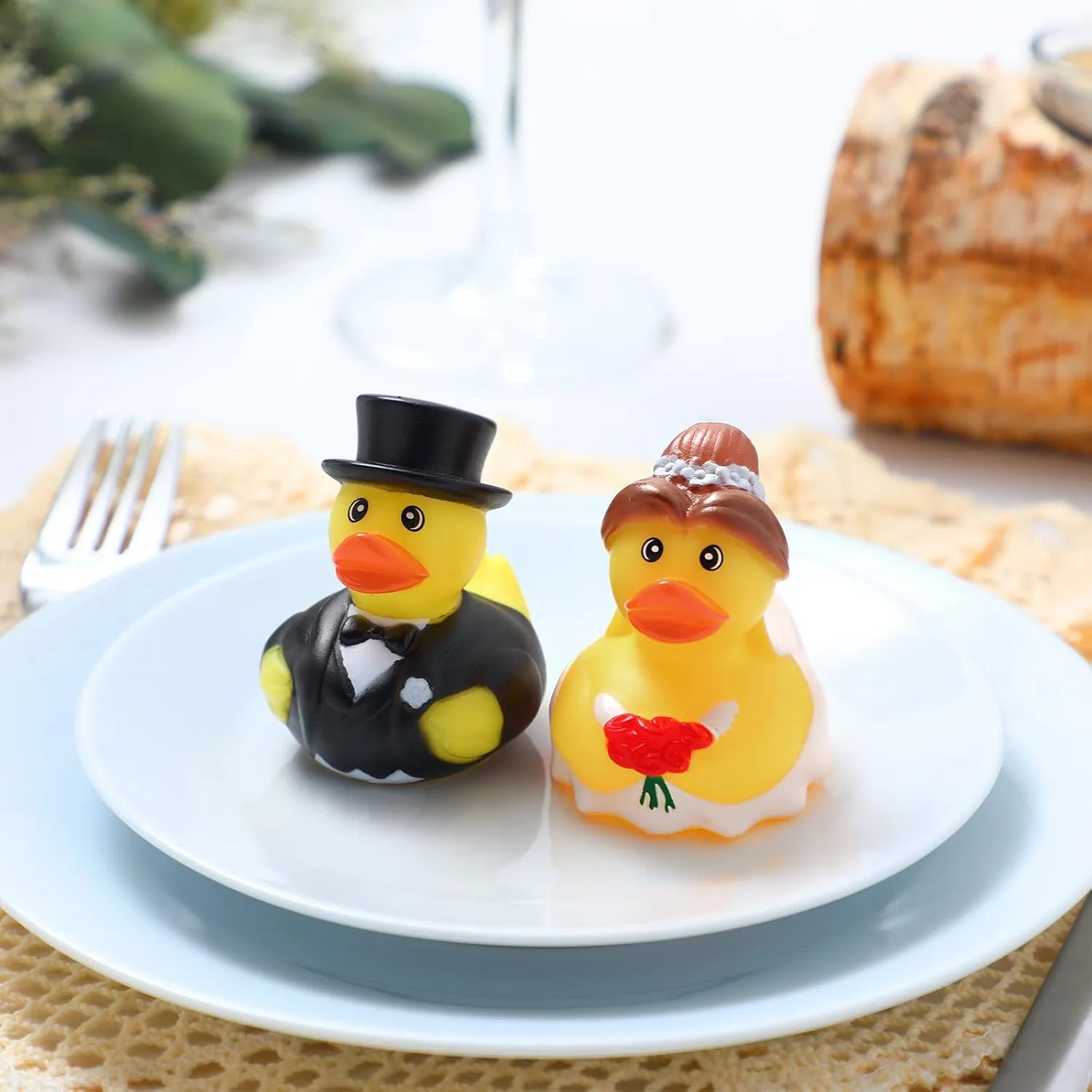 Jerify 12 Pcs Bride Groom Duck Bath Toy 2.5 Inch Wedding Rubber Duck Marriage Mini Ducks for Ceremony Baby Bridal Shower Gift Souvenir