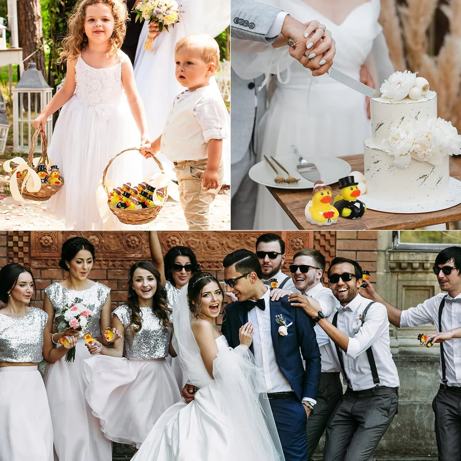Jerify 12 Pcs Bride Groom Duck Bath Toy 2.5 Inch Wedding Rubber Duck Marriage Mini Ducks for Ceremony Baby Bridal Shower Gift Souvenir