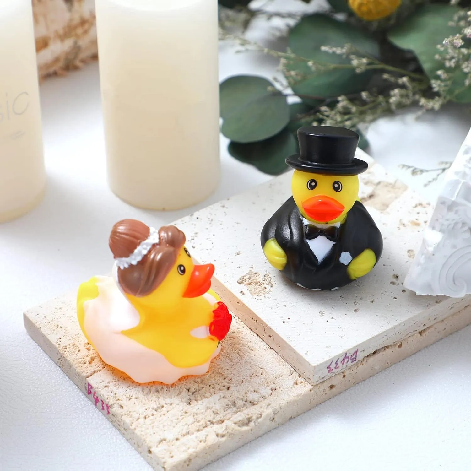 Jerify 12 Pcs Bride Groom Duck Bath Toy 2.5 Inch Wedding Rubber Duck Marriage Mini Ducks for Ceremony Baby Bridal Shower Gift Souvenir