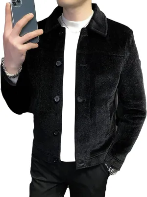 JEShifangjiusu Men'S Classic Notched Collar Casual Double Breasted Wool Blend Pea Coat Business Down Jacket Trench Topcoat