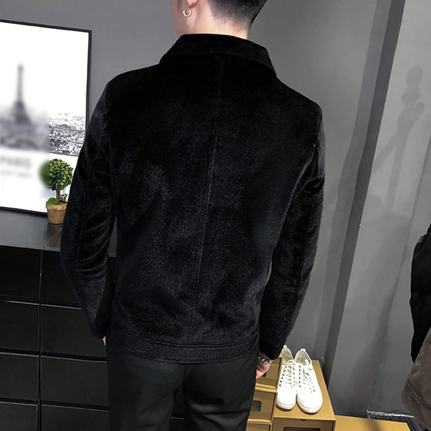 JEShifangjiusu Men'S Classic Notched Collar Casual Double Breasted Wool Blend Pea Coat Business Down Jacket Trench Topcoat