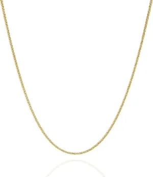 Jewelry Atelier Gold Chain Necklace Collection - 14K Solid Yellow Gold Filled Round Wheat/Palm Chain Necklaces for Women and Men with Different Sizes (2.5mm, or 3.2mm)