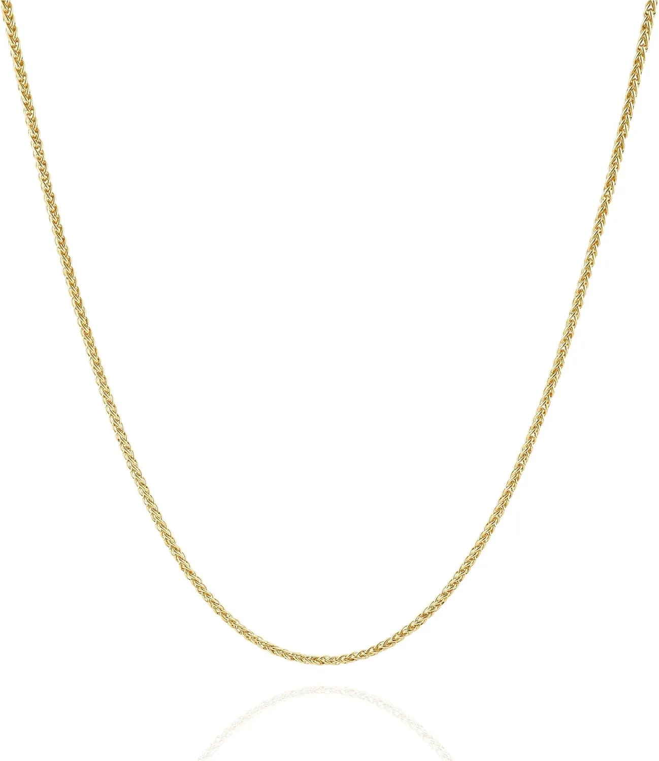 Jewelry Atelier Gold Chain Necklace Collection - 14K Solid Yellow Gold Filled Round Wheat/Palm Chain Necklaces for Women and Men with Different Sizes (2.5mm, or 3.2mm)