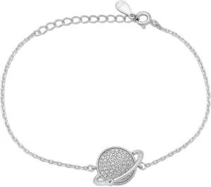 Jewelry Sterling Silver Cosmic Planet Heart Bracelet, 925 Rhodium Plated, 7.3 Inches with Extension, Gift Pouch