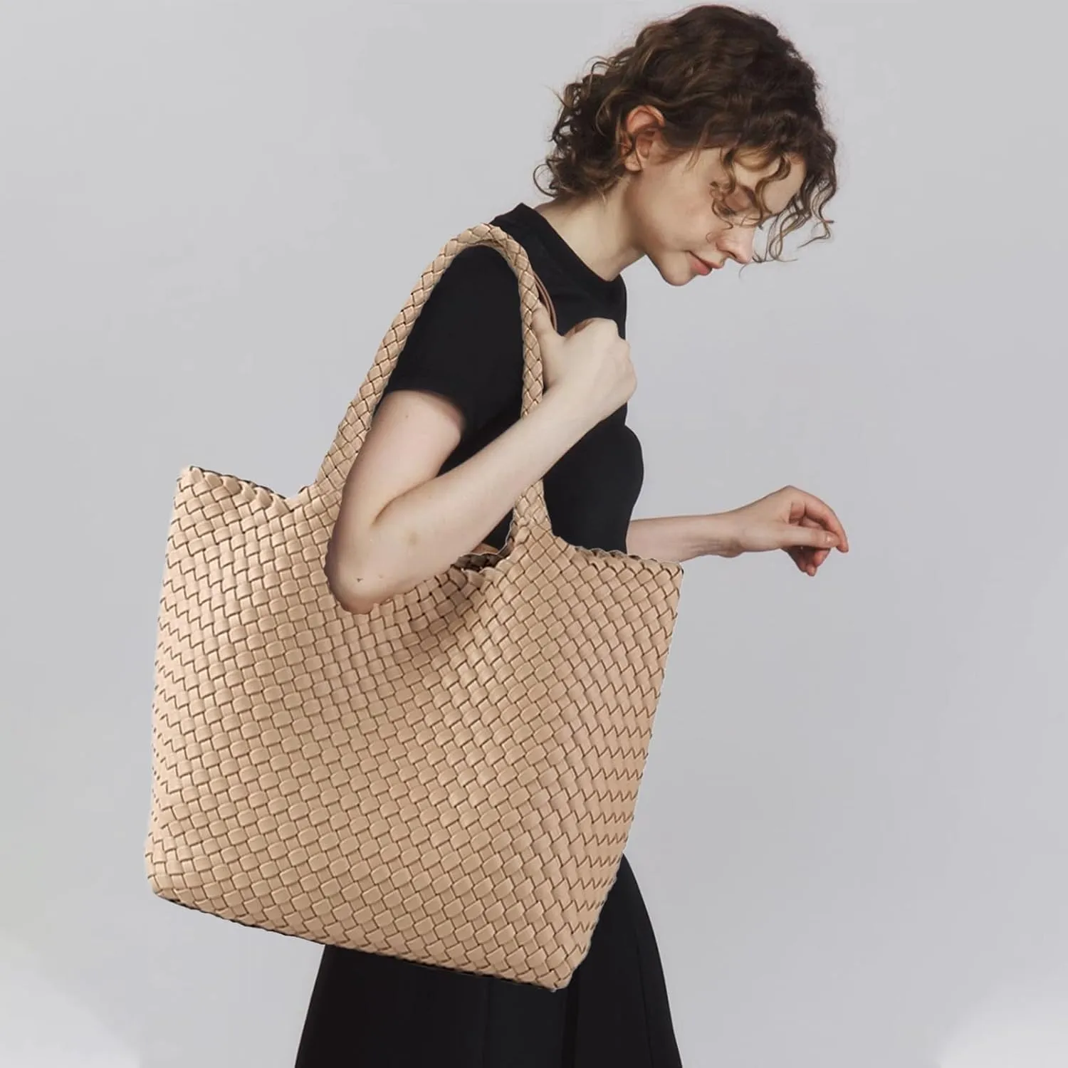 JINMANXUE Fashion Woven Bag Shopper Bag Travel Handbags and Purses Women Tote Bag Large Capacity Shoulder Bags