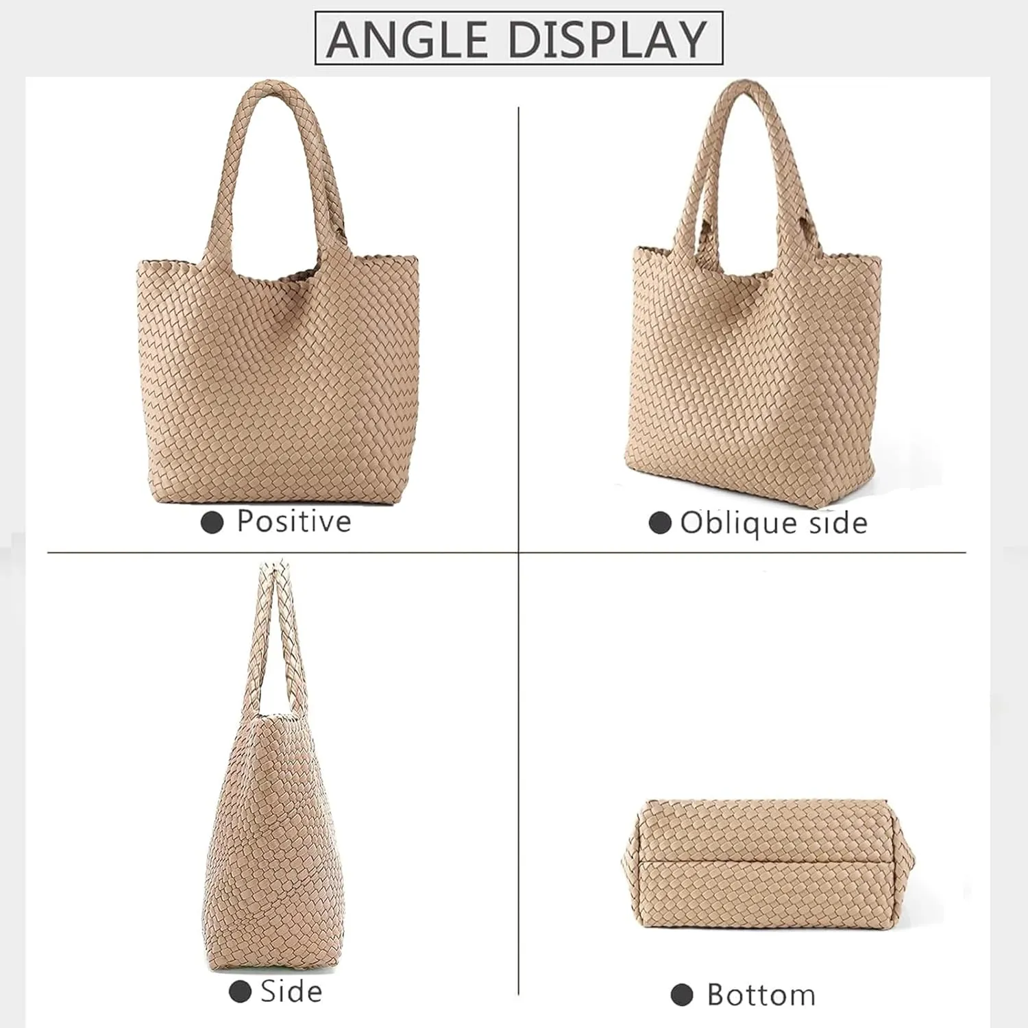 JINMANXUE Fashion Woven Bag Shopper Bag Travel Handbags and Purses Women Tote Bag Large Capacity Shoulder Bags