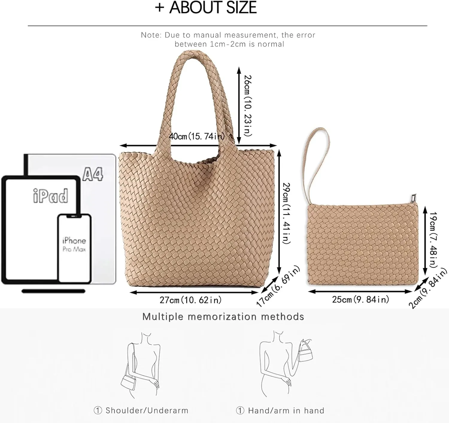 JINMANXUE Fashion Woven Bag Shopper Bag Travel Handbags and Purses Women Tote Bag Large Capacity Shoulder Bags