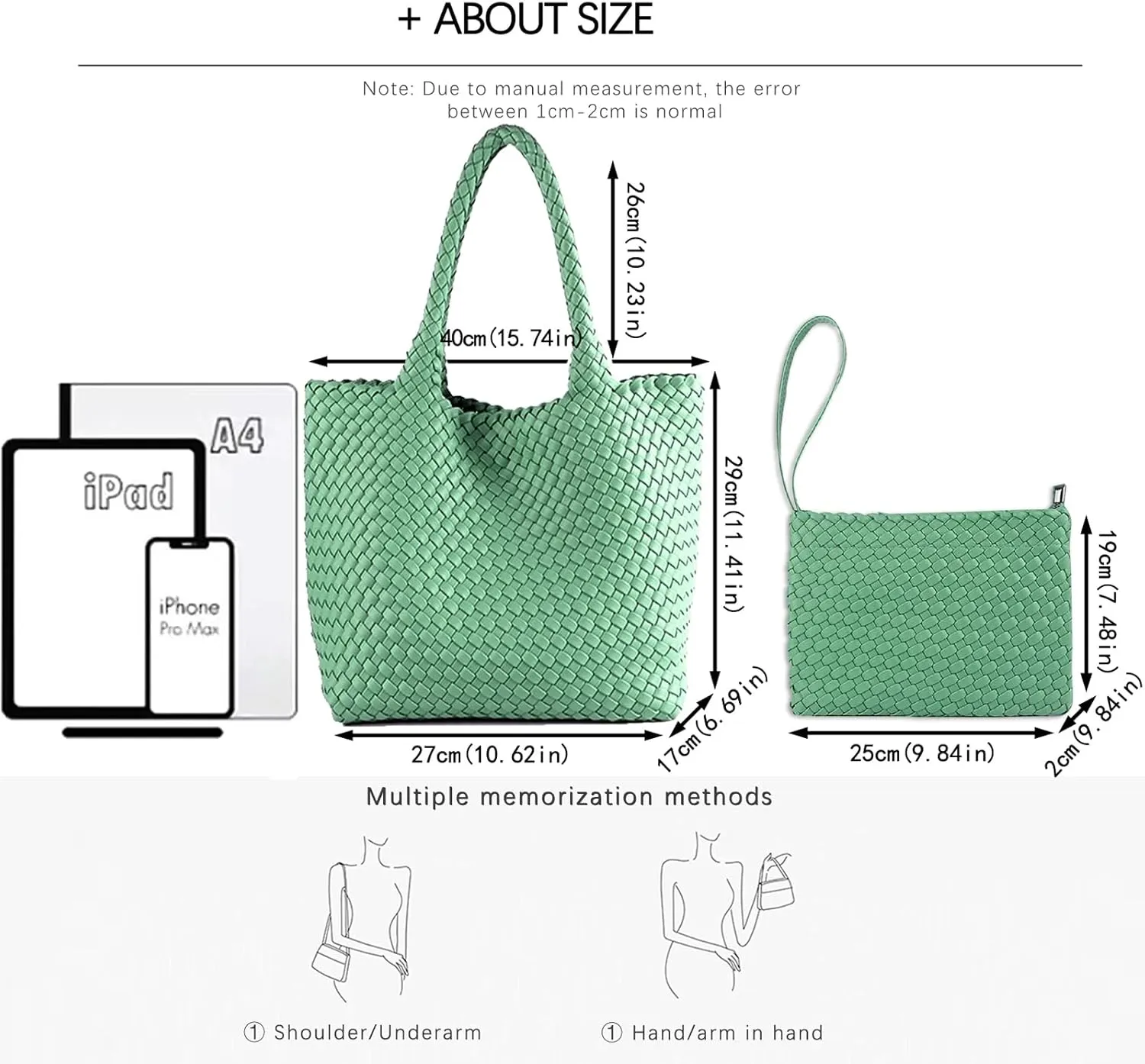 JINMANXUE Fashion Woven Bag Shopper Bag Travel Handbags and Purses Women Tote Bag Large Capacity Shoulder Bags