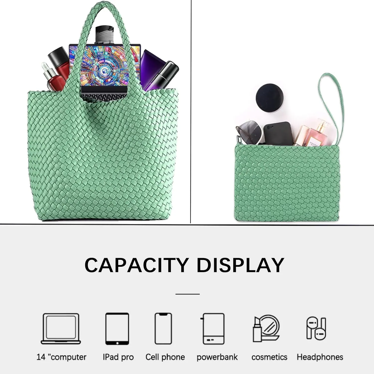 JINMANXUE Fashion Woven Bag Shopper Bag Travel Handbags and Purses Women Tote Bag Large Capacity Shoulder Bags