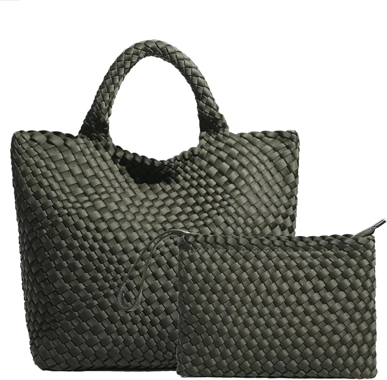 JINMANXUE Woven Hobo Bag For Women Neoprene Tote Bag Large Capacity Handbag Patchwork Handmade Casual Shoulder Bags