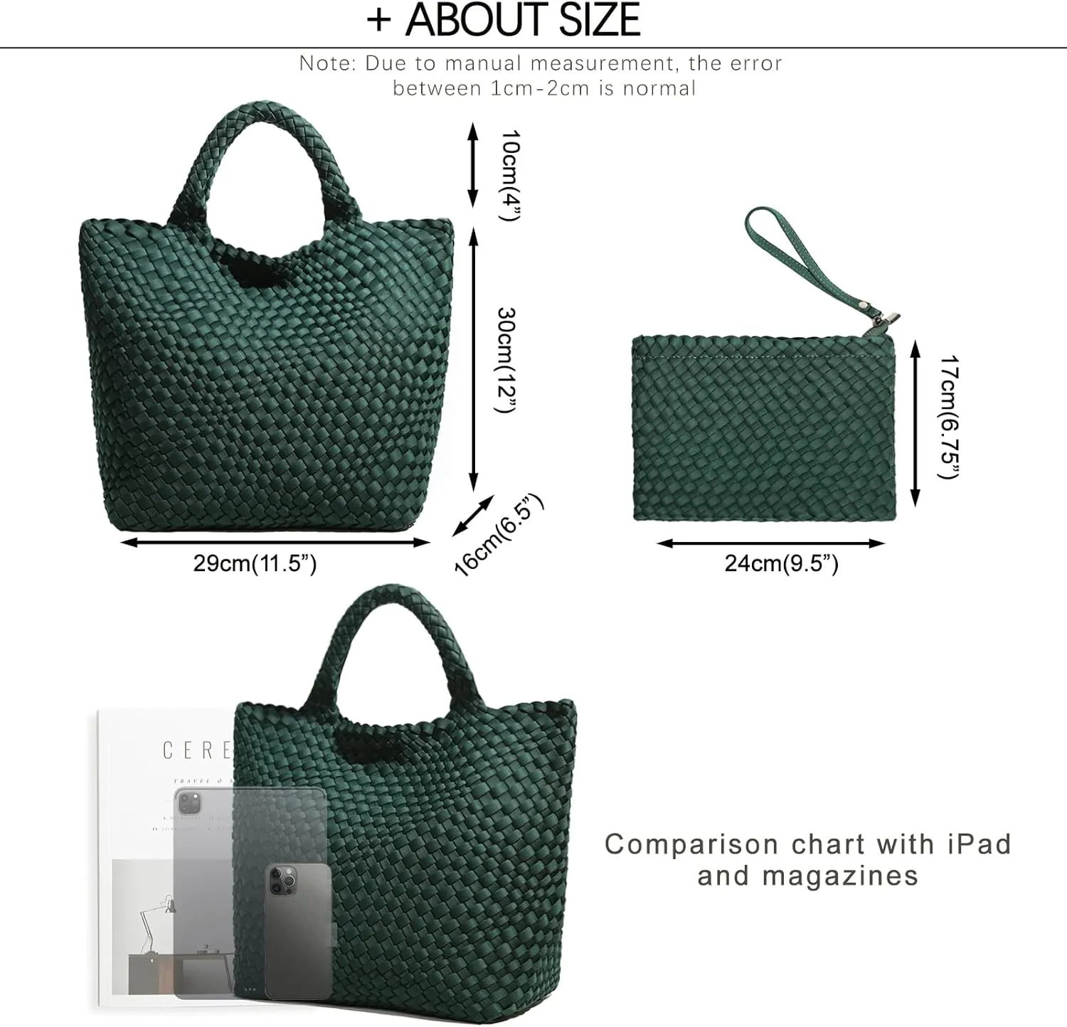JINMANXUE Woven Hobo Bag For Women Neoprene Tote Bag Large Capacity Handbag Patchwork Handmade Casual Shoulder Bags