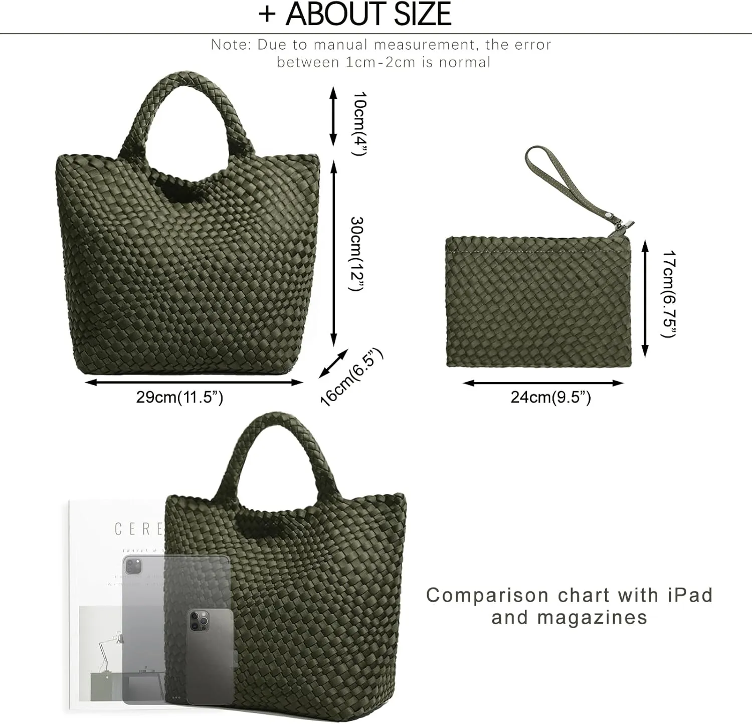 JINMANXUE Woven Hobo Bag For Women Neoprene Tote Bag Large Capacity Handbag Patchwork Handmade Casual Shoulder Bags