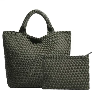JINMANXUE Woven Hobo Bag For Women Neoprene Tote Bag Large Capacity Handbag Patchwork Handmade Casual Shoulder Bags