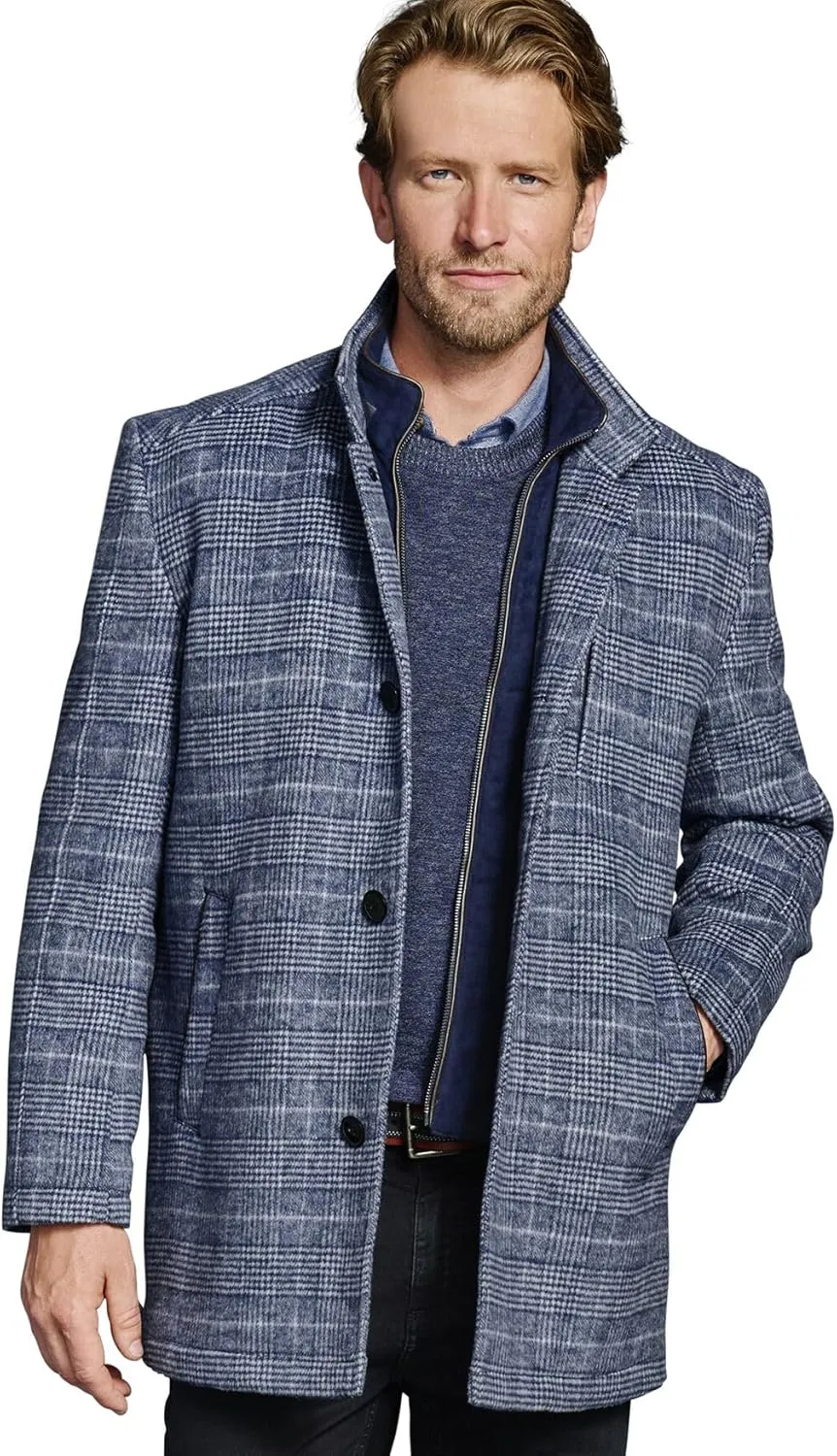 Johnston & Murphy Upton Car Coat for Men – Winter Jackets for Men, Timeless Men’s Plaid Coat