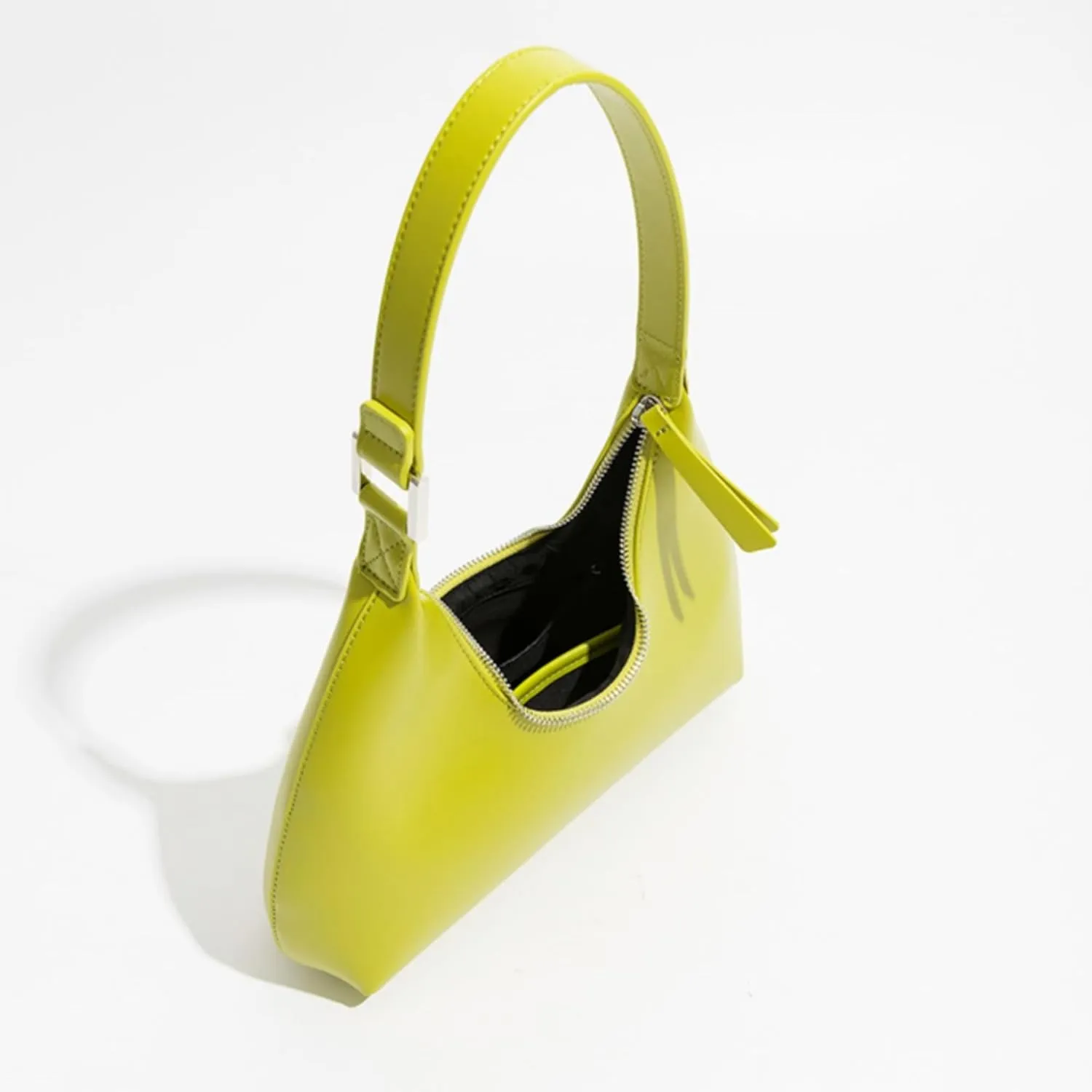 JOLLQUE Shoulder Bag for Women, Small Leather Handbag Purse,Unique Trendy Zipper Hobo Bag