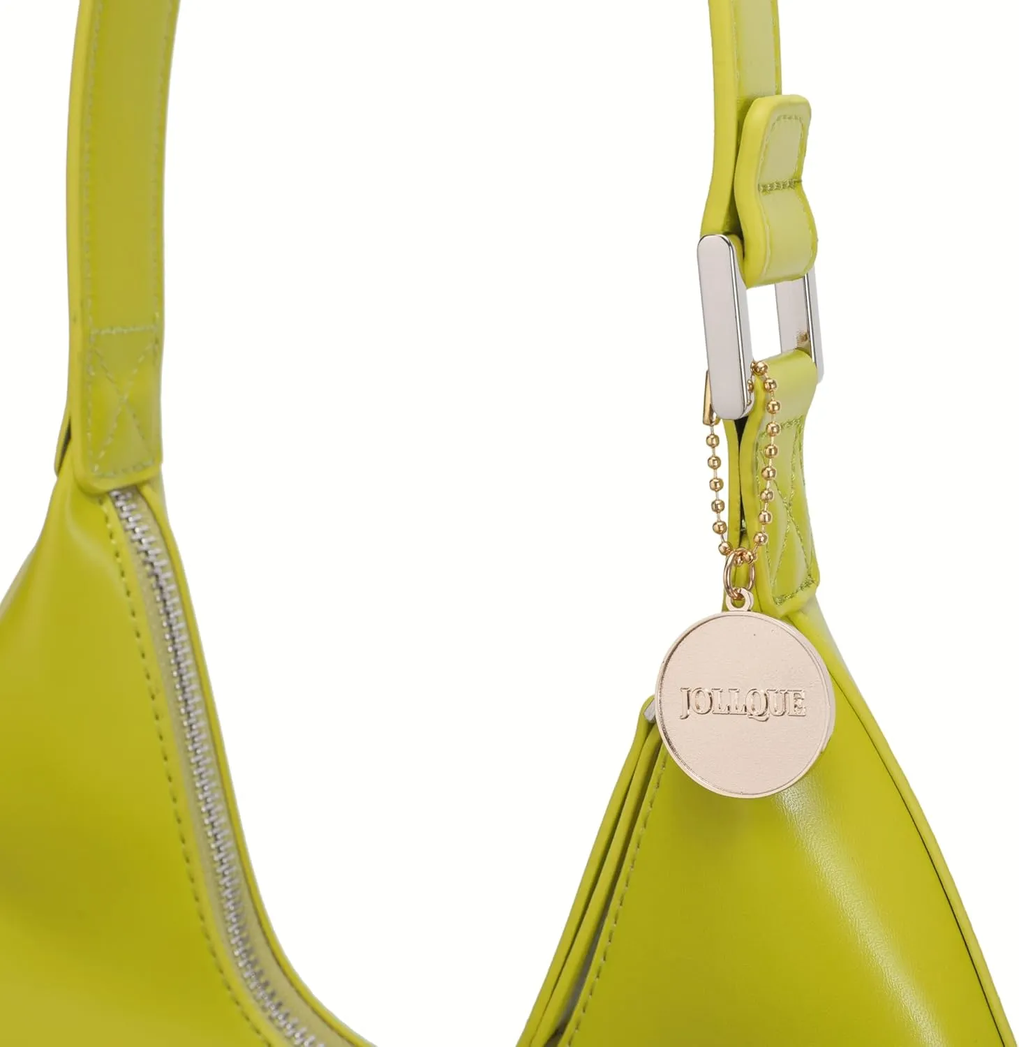 JOLLQUE Shoulder Bag for Women, Small Leather Handbag Purse,Unique Trendy Zipper Hobo Bag