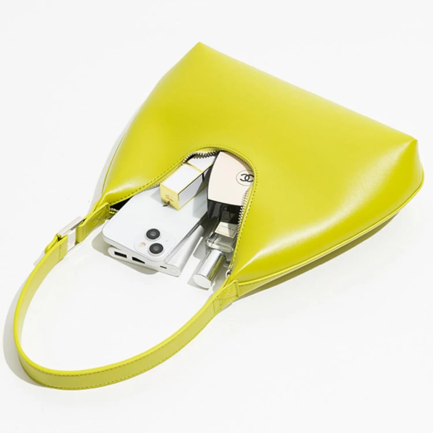 JOLLQUE Shoulder Bag for Women, Small Leather Handbag Purse,Unique Trendy Zipper Hobo Bag