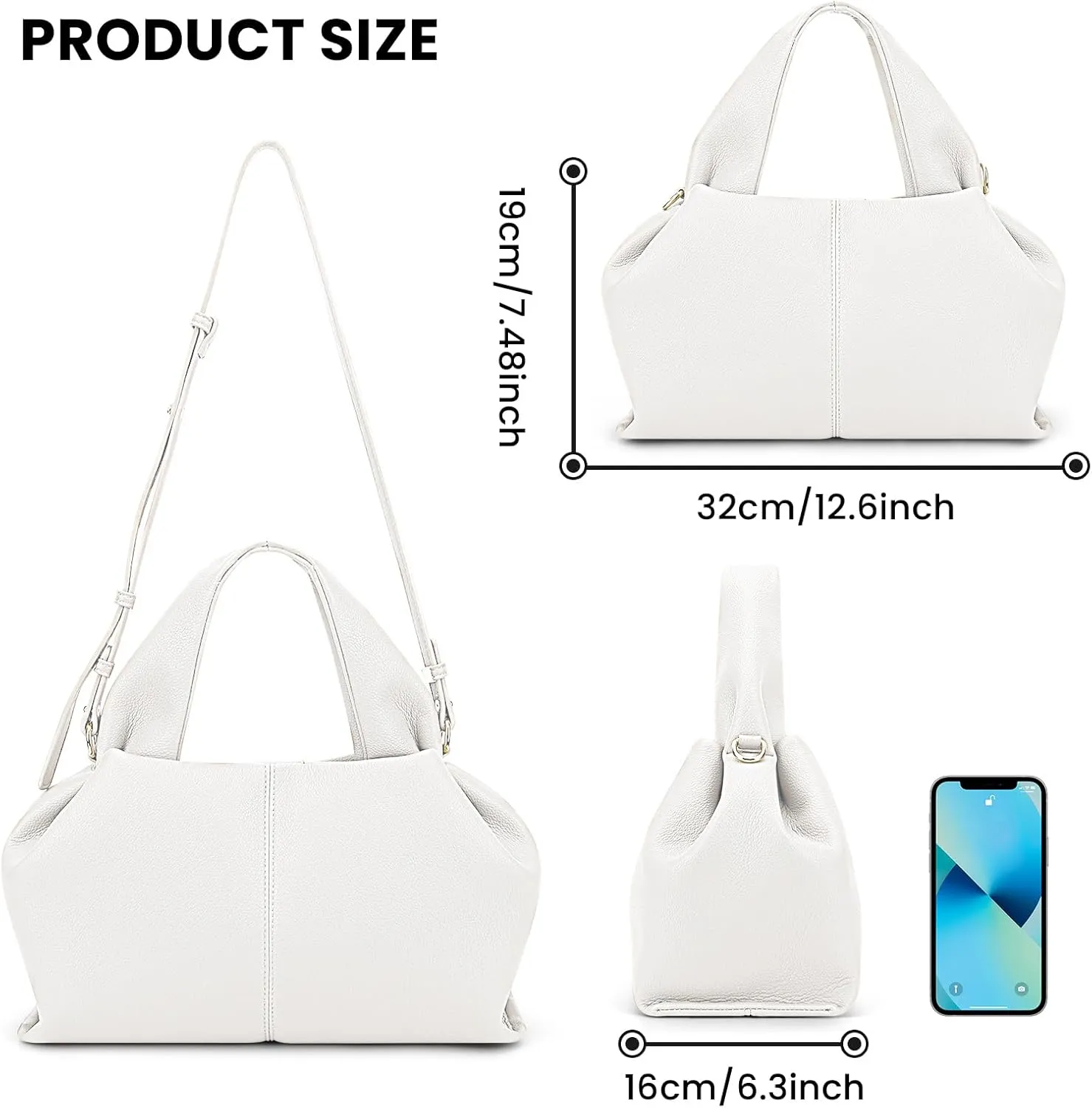 JQWYGB Cloud Pouch Dumpling Clutch Purse Women Tote Shoulder Retro Crossbody Bag with Removable Strap