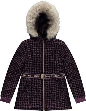 Juicy Couture Girls Coat, Faux Fur Hooded Winter Jacket, Warm Padded Parka Hoodie, Kids Heavyweight Winter Coat