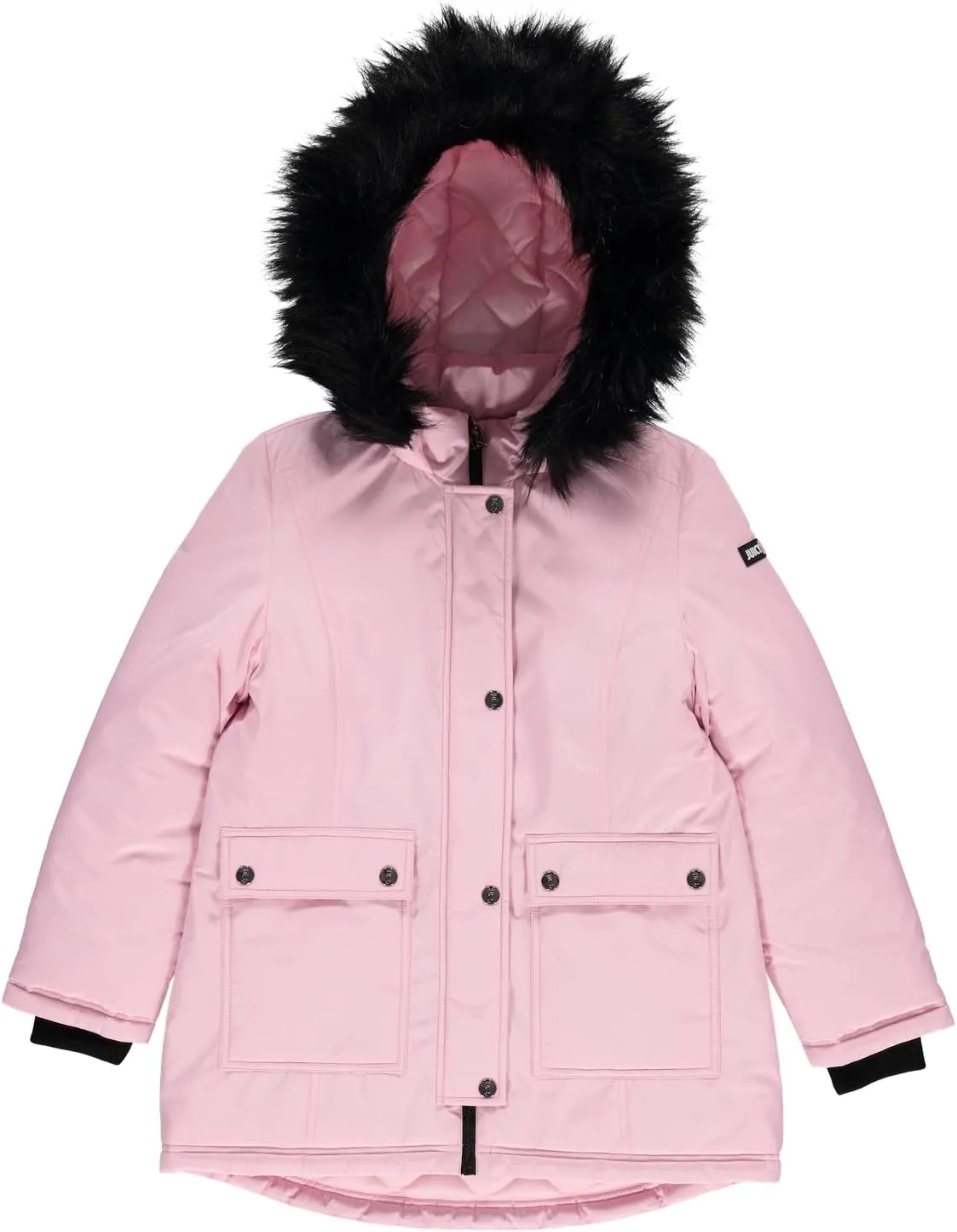 Juicy Couture Girls Coat, Faux Fur Hooded Winter Jacket, Warm Padded Parka Hoodie, Kids Heavyweight Winter Coat