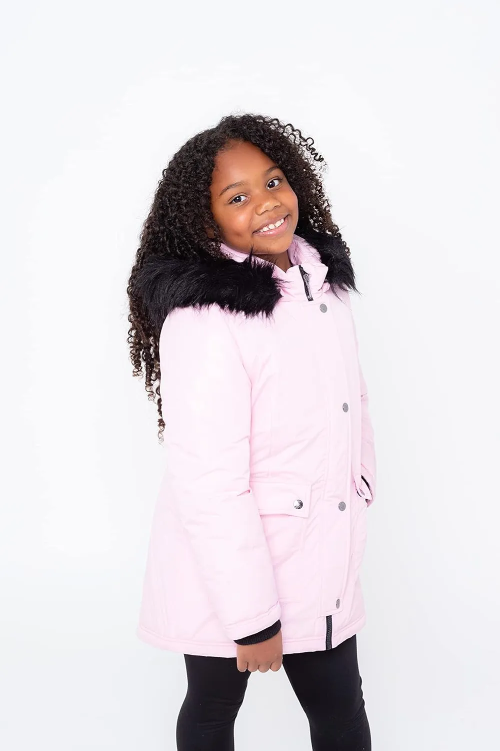 Juicy Couture Girls Coat, Faux Fur Hooded Winter Jacket, Warm Padded Parka Hoodie, Kids Heavyweight Winter Coat