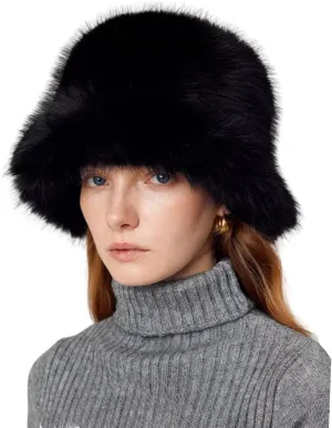 JUMISEE Fuzzy Faux Fur Bucket Hats for Women Girls Furry Russian Style Winter Fisherman Cap Warm Ski Snow Hat