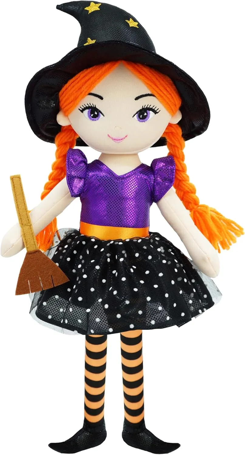 June Garden 16" Enchanted Garden Witch Doll Lydia Plush Stuffed Soft Girl Doll - Purple Outfit