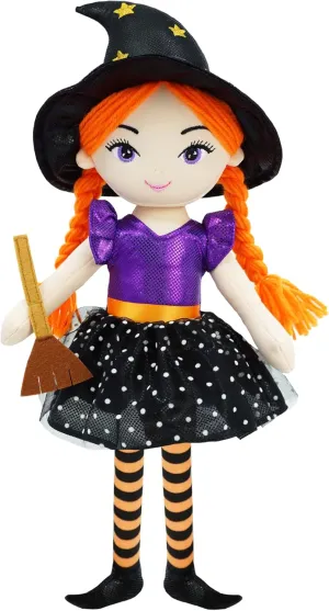 June Garden 16" Enchanted Garden Witch Doll Lydia Plush Stuffed Soft Girl Doll - Purple Outfit