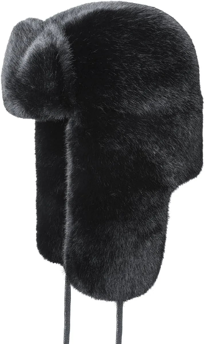 Kangol Faux Fur Trapper - Black/XL