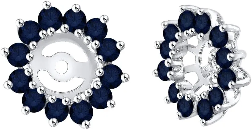 KATARINA Sapphire Floral Earring Jackets in 14K Gold (1 3/8 cttw)
