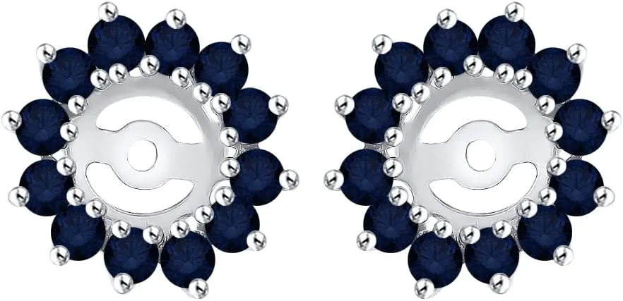 KATARINA Sapphire Floral Earring Jackets in 14K Gold (1 3/8 cttw)