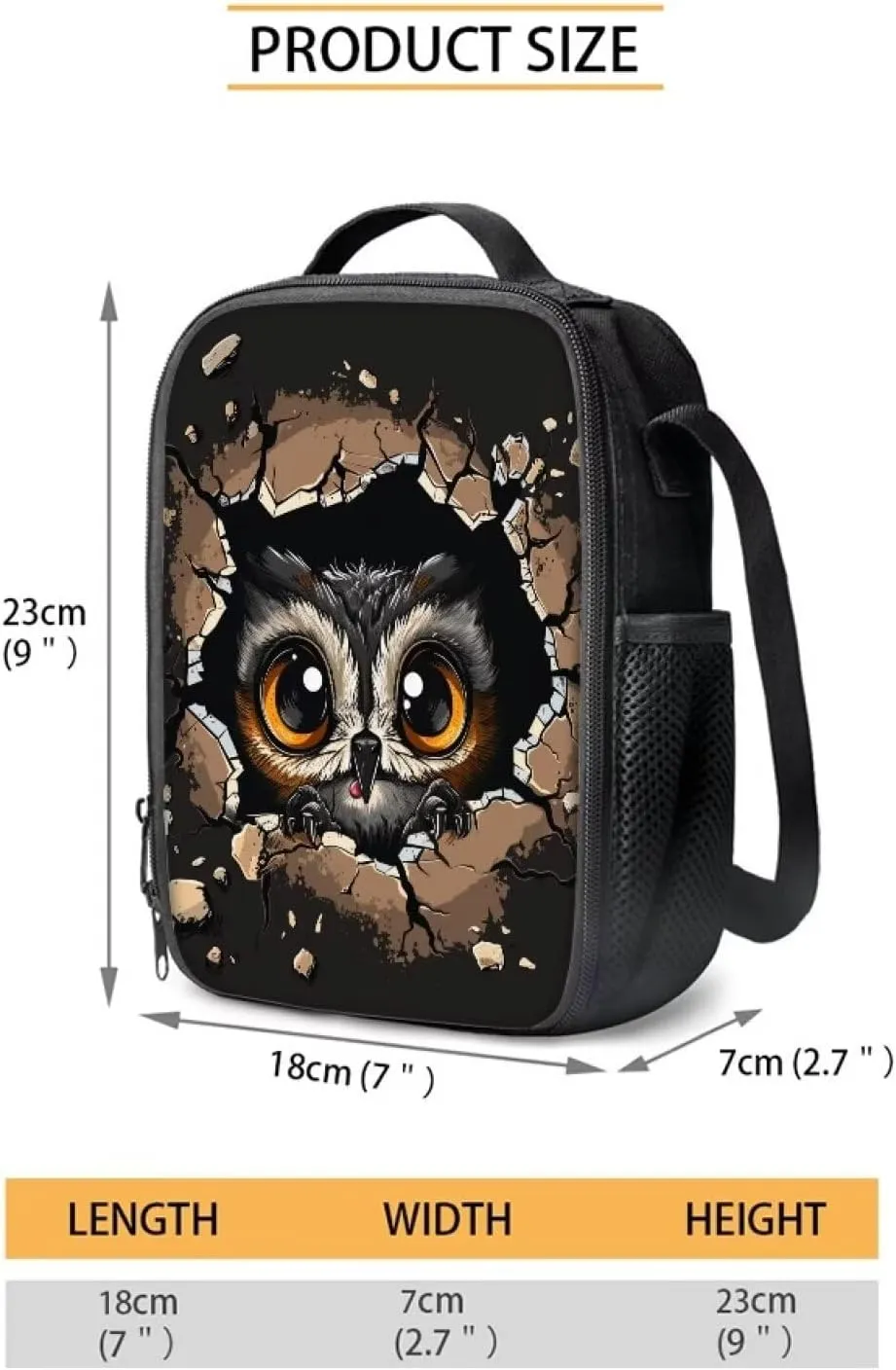Kawaii Owl Backpack for School Kids Backpack Set for Girls 8-10 Large Capacity Laptop Rucksack with Thermal Portable Lunch Box Mini Pencil Case 3pcs