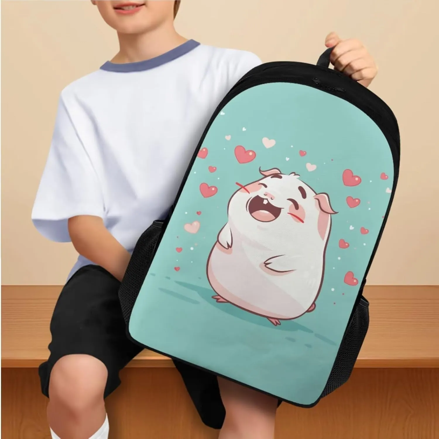 Kawaii Voles Elementary School Backpack for Girls Multi-Functional Fashion School Messenger Bag Retain Freshness Freezable Lunch Bag Mini Freezable Lunch Bag for Students