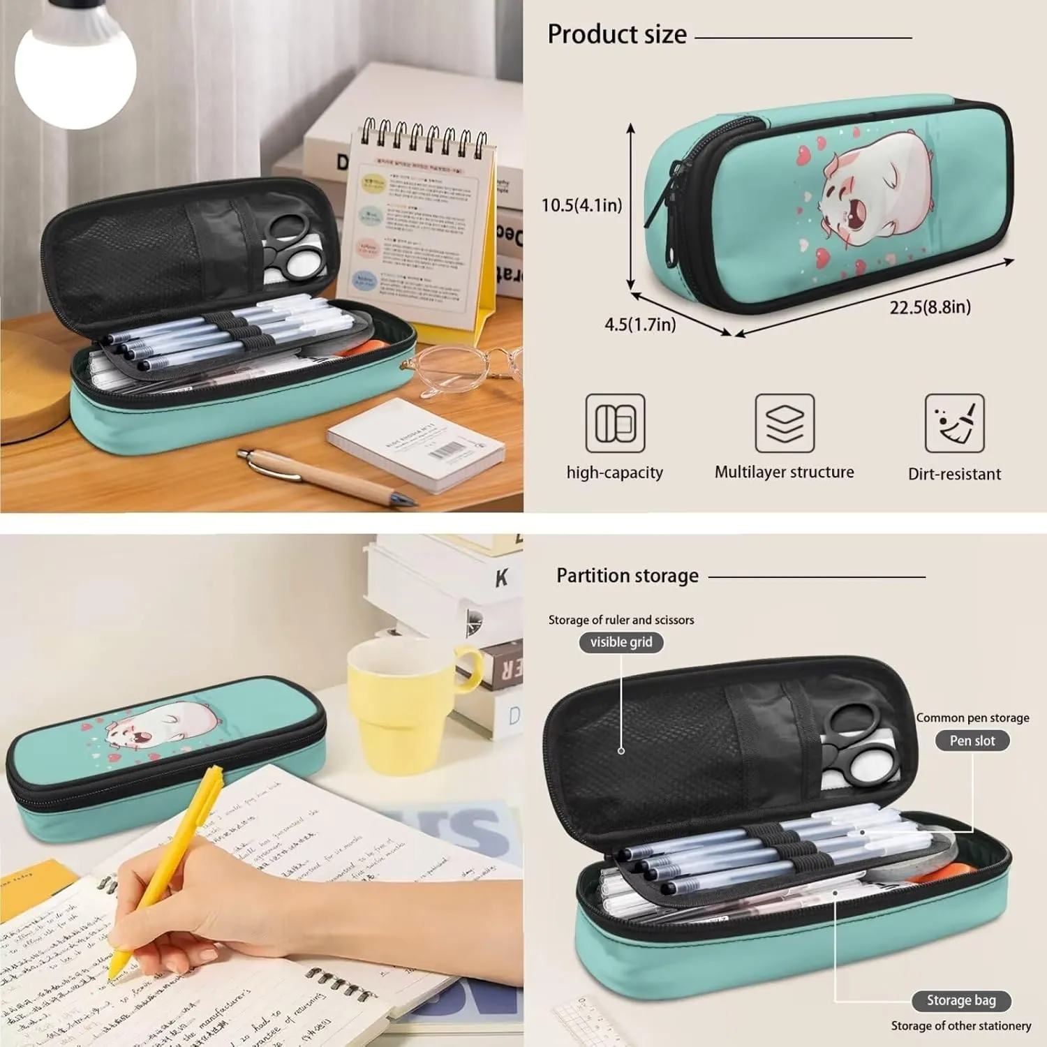 Kawaii Voles Elementary School Backpack for Girls Multi-Functional Fashion School Messenger Bag Retain Freshness Freezable Lunch Bag Mini Freezable Lunch Bag for Students