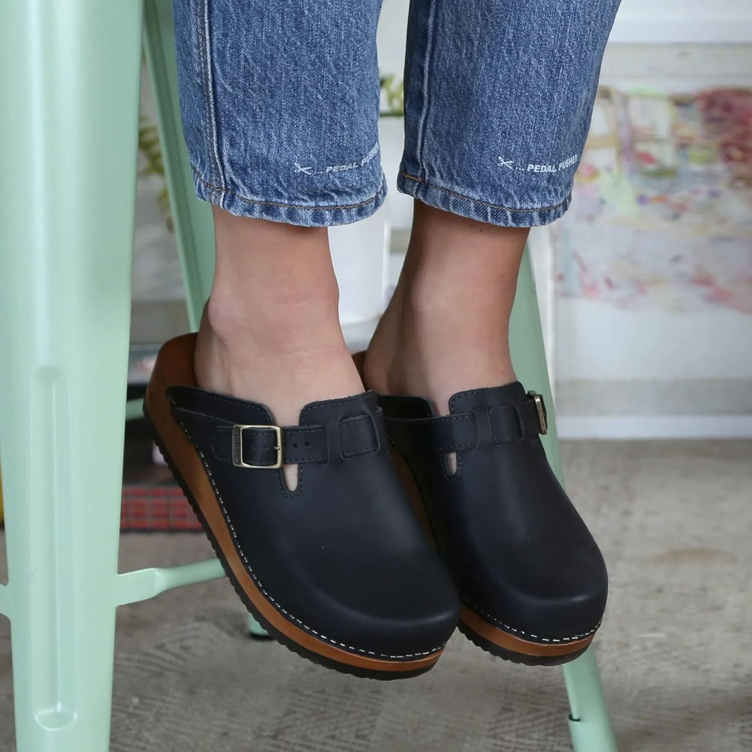 Kebba Liliane - Handmade Wooden Clogs with Genuine Leather | Arch Support and Comfortable Fit | Chilean Tepa Platform and EVA Sole |Made in Villarrica, Chile