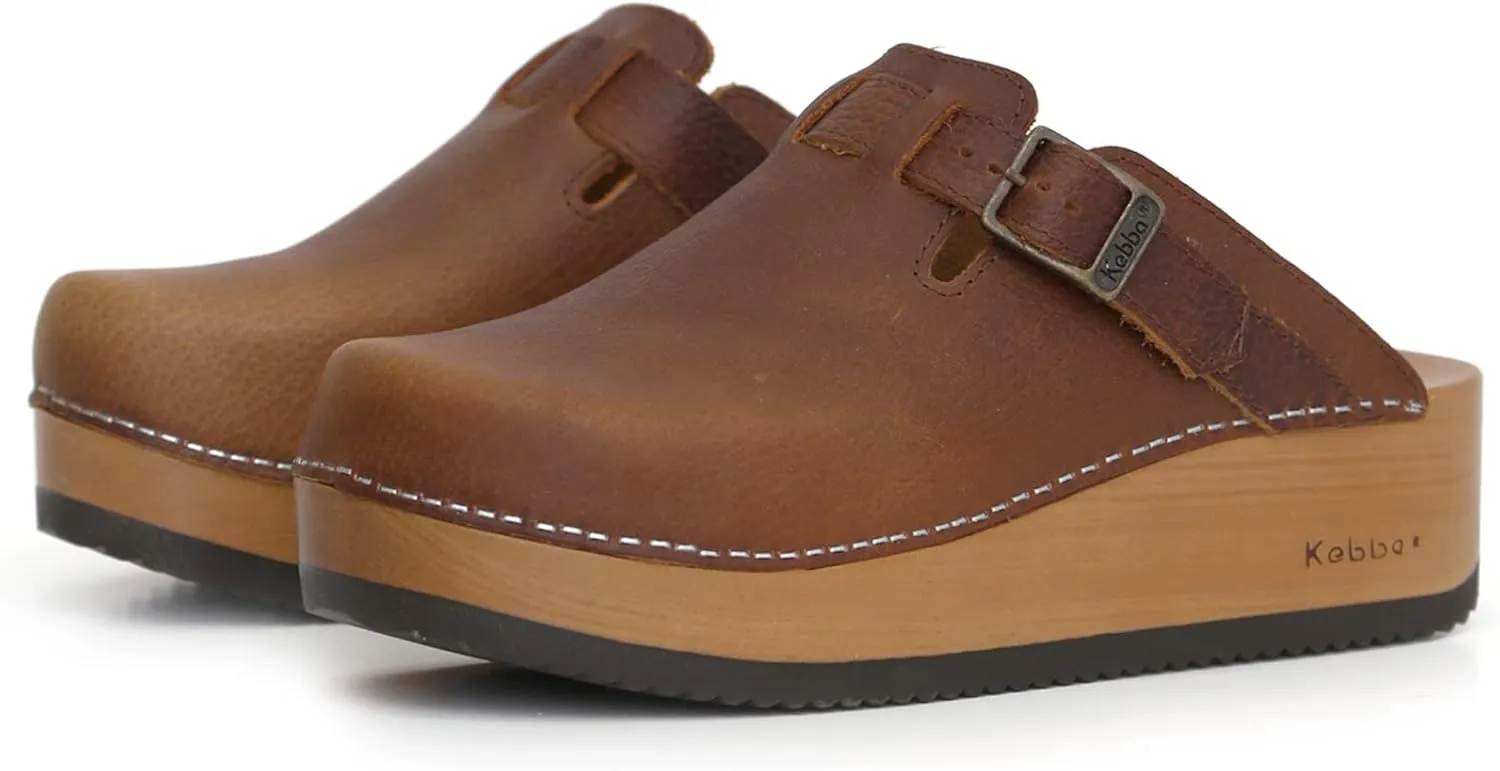 Kebba Liliane - Handmade Wooden Clogs with Genuine Leather | Arch Support and Comfortable Fit | Chilean Tepa Platform and EVA Sole |Made in Villarrica, Chile