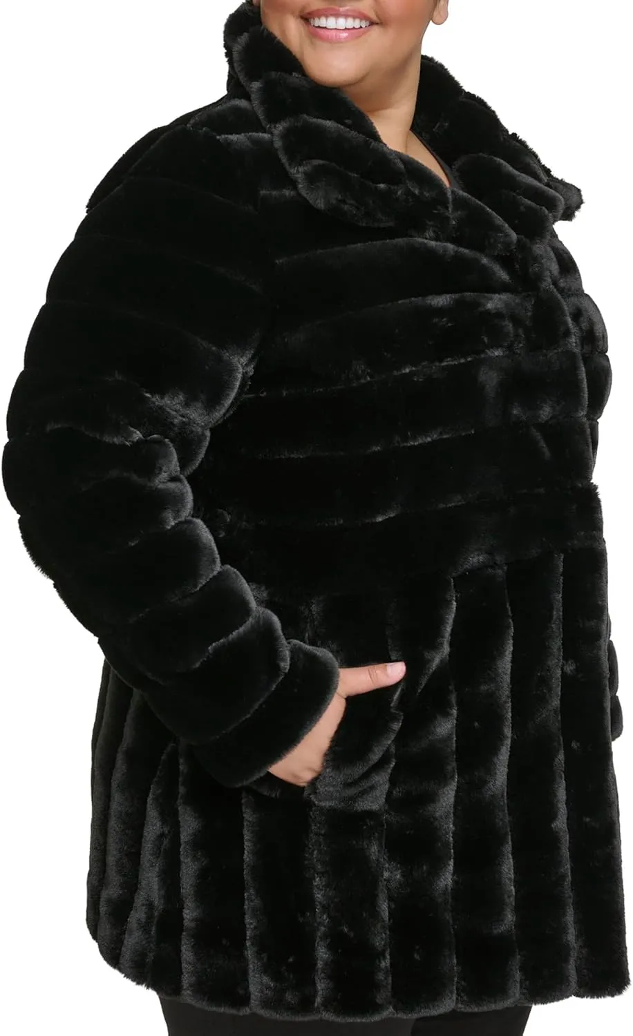 Kenneth Cole Women's Classic Mink Style Faux Fur Coat