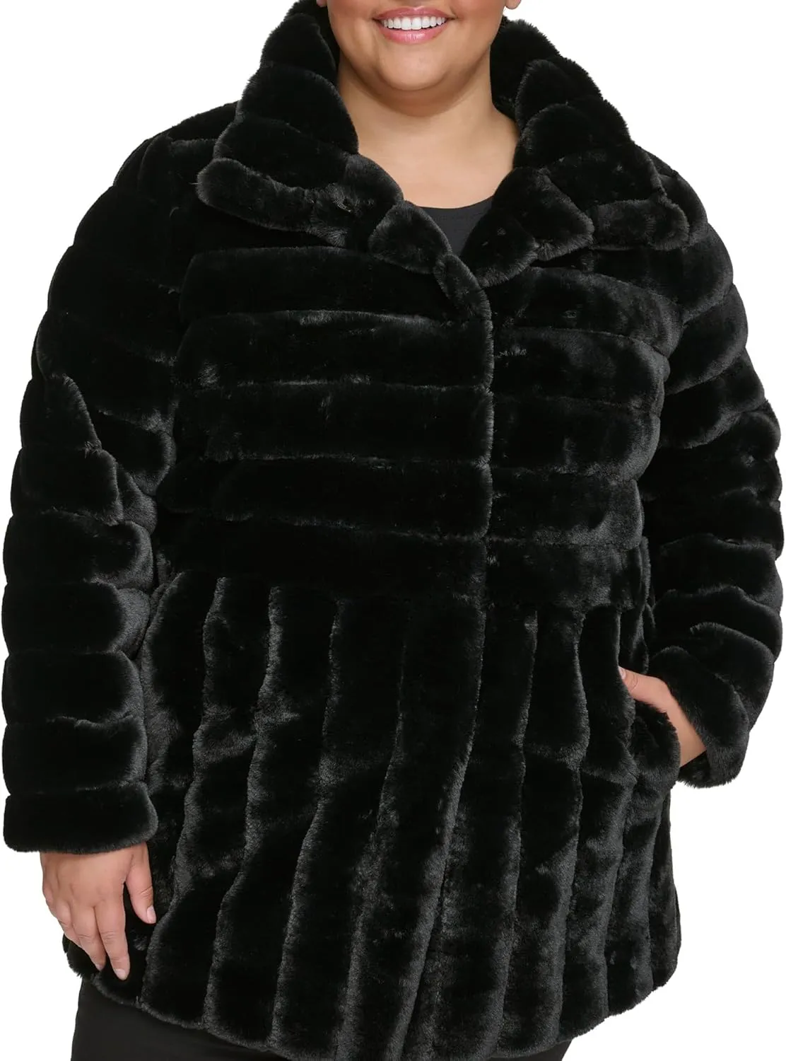 Kenneth Cole Women's Classic Mink Style Faux Fur Coat