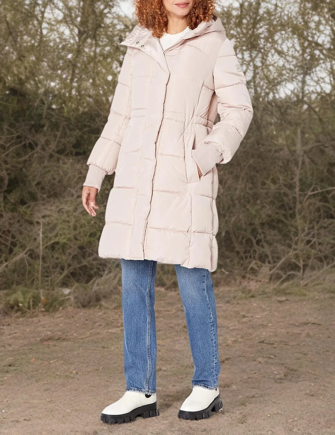 Kenneth Cole Women's Mixed Quilted Down Alternative Puffer Coat