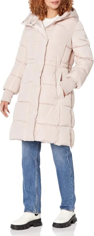 Kenneth Cole Women's Mixed Quilted Down Alternative Puffer Coat