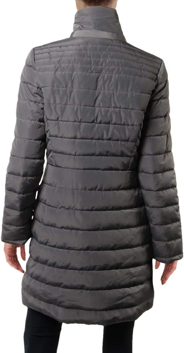 Kenneth Cole Women's Quilted Puffer Jacket with Faux Fur Trimmed Hood