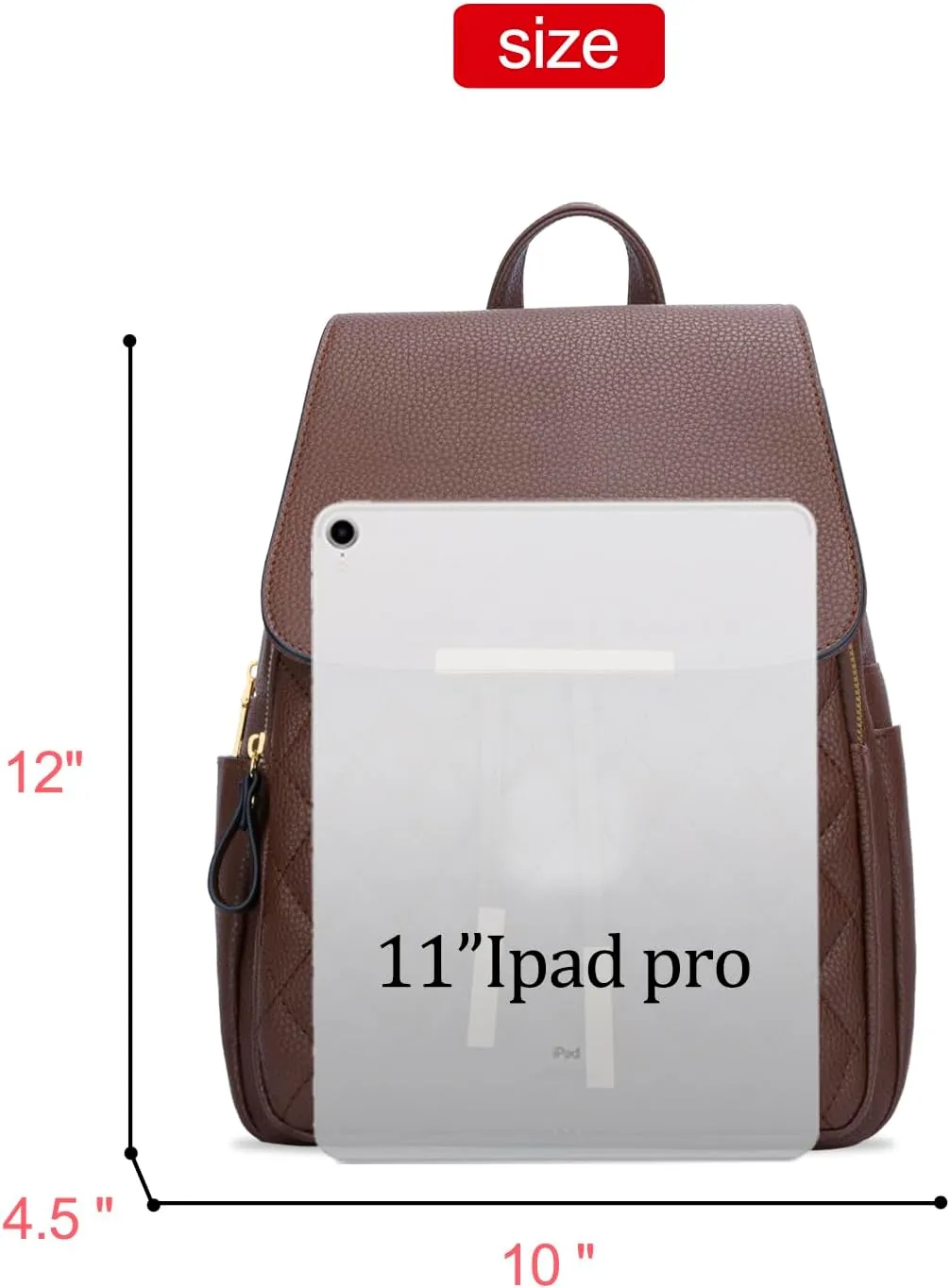 KKXIU Quilted Trendy Leather Backpack Purse for Women and Ladies Shoulder Travel Daypacks Bags (Coffee)