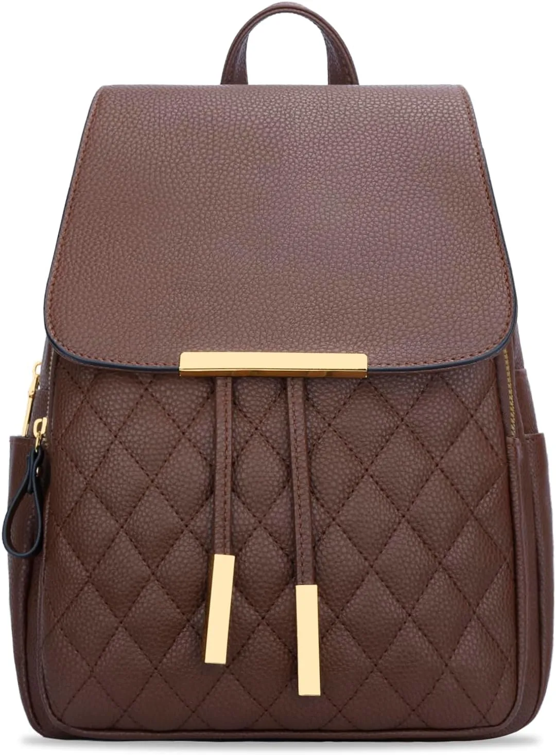 KKXIU Quilted Trendy Leather Backpack Purse for Women and Ladies Shoulder Travel Daypacks Bags (Coffee)