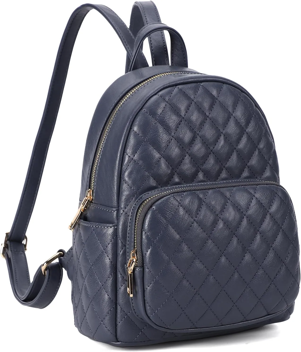 KL928 Quilted Mini Backpack for Women, PU Leather Backpack Purse Designer Satchel Bag, Small Casual Daypack for Ladies (Blue)