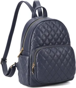KL928 Quilted Mini Backpack for Women, PU Leather Backpack Purse Designer Satchel Bag, Small Casual Daypack for Ladies (Blue)