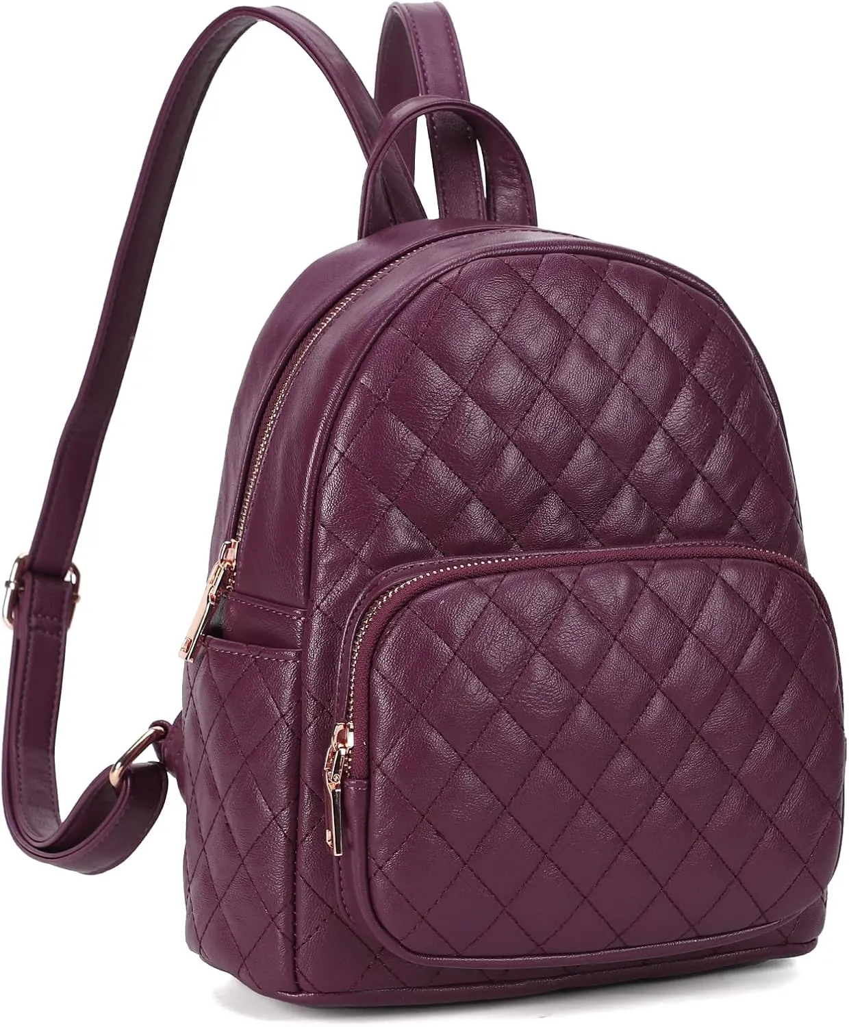 KL928 Quilted Mini Backpack for Women, PU Leather Backpack Purse Designer Satchel Bag, Small Casual Daypack for Ladies (Grape Purple)