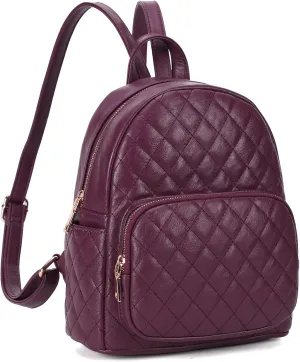 KL928 Quilted Mini Backpack for Women, PU Leather Backpack Purse Designer Satchel Bag, Small Casual Daypack for Ladies (Grape Purple)